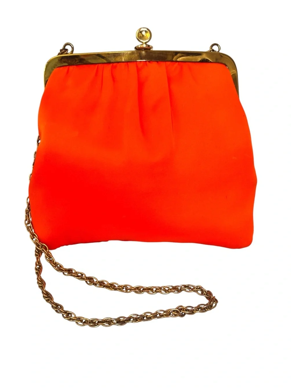 Vintage 60s bright, coral kiss lock Crossbody Bag
